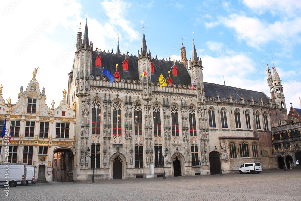 Tower hall (Stadhuis van Brugge) in Bruges, Belgium