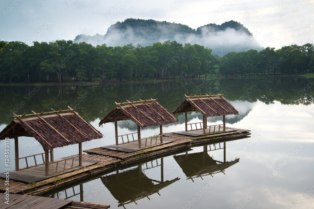 Fototapeta premium Wooden house on water