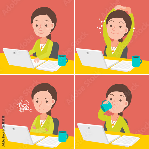 young woman PC operation variation.