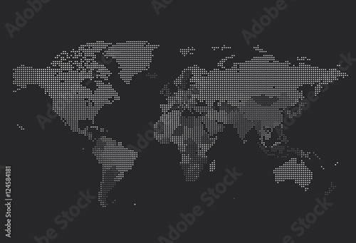 Dotted World map of square dots