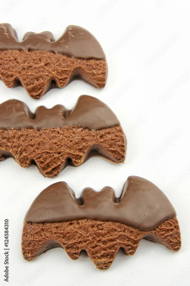 Chocolate Halloween cookies isolated on white
