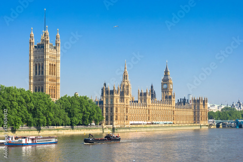 Houses of Parliament and Thames River. London, UK