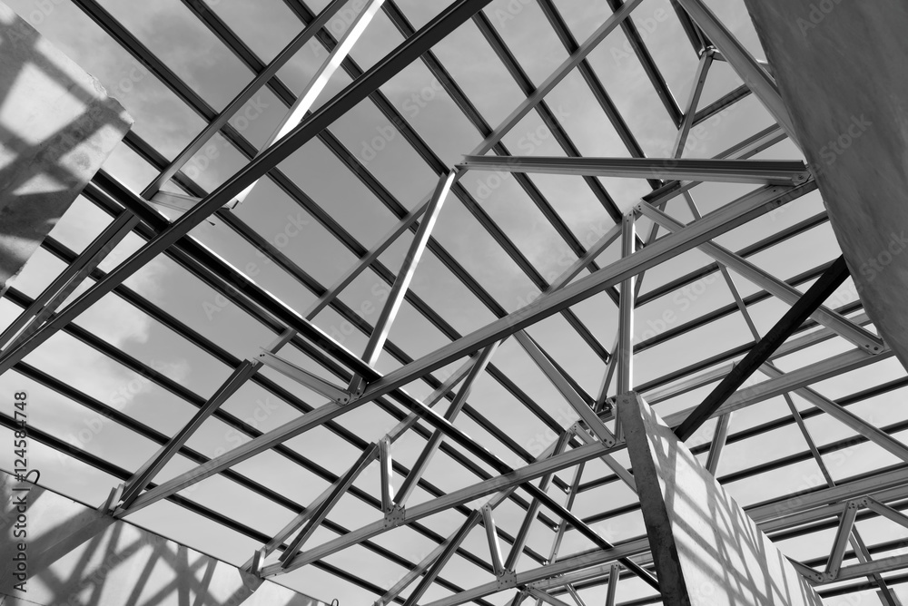 Structure of steel roof. Structure of steel roof.