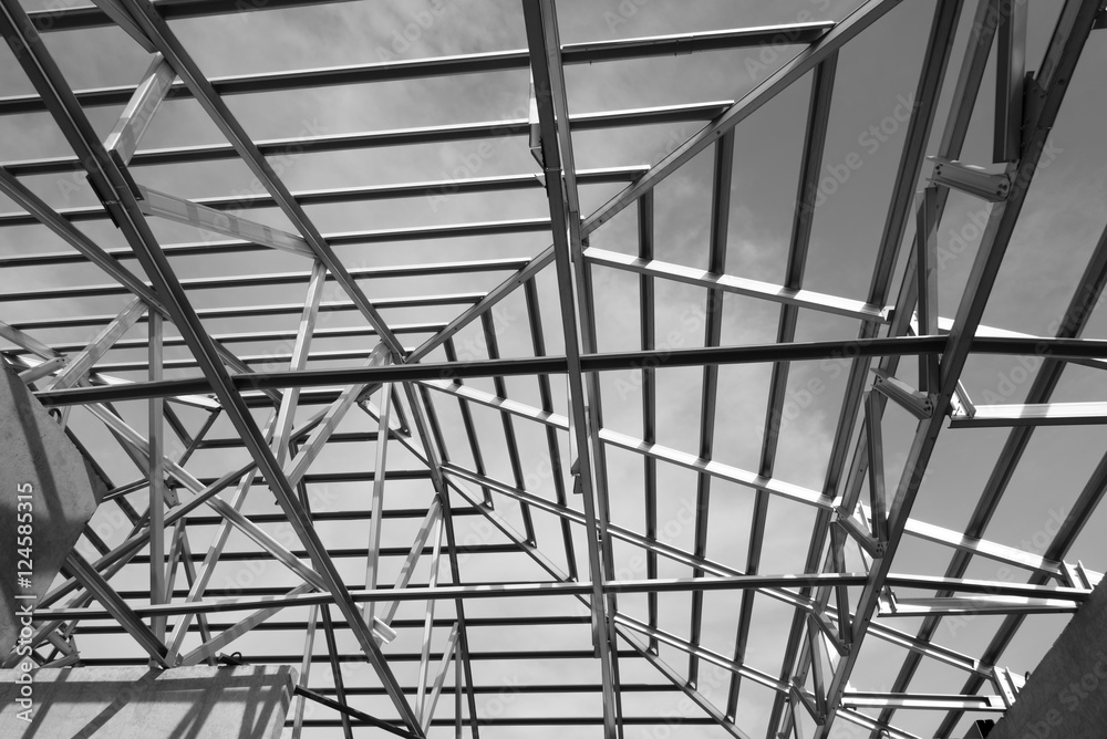 Structure of steel roof.