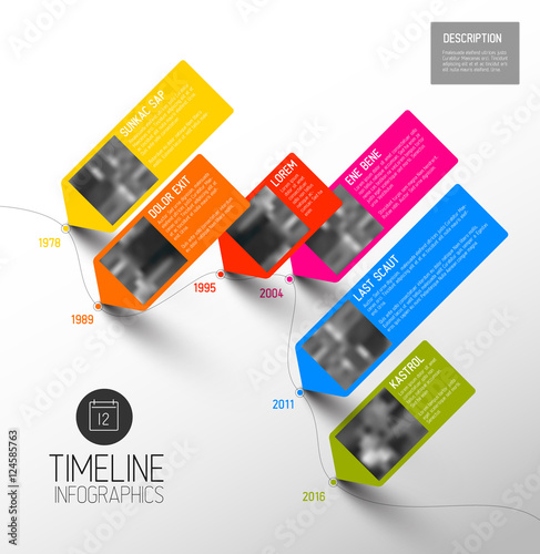 Vector colorful vertical timeline infographic