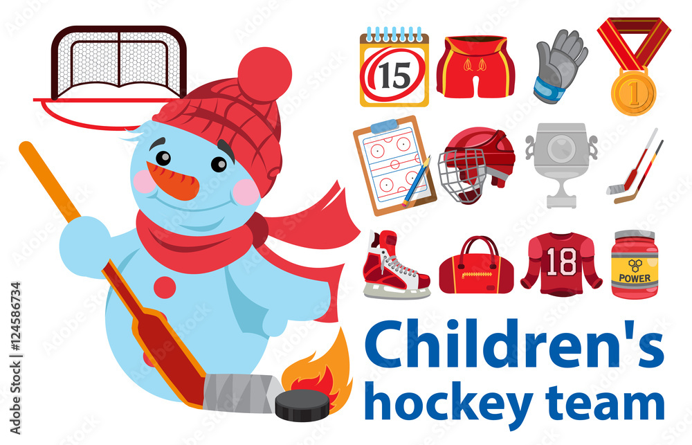 Fototapeta premium Vector set of various stylized Canada and Children's.