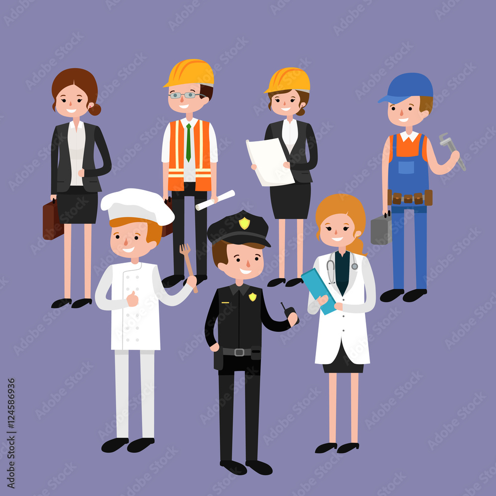 Vector flat profession character. profession people uniform, cartoon vector illustration
