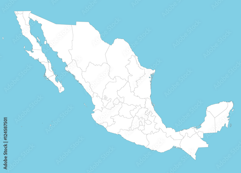 Obraz premium Large and detailed map of Mexico with all regions