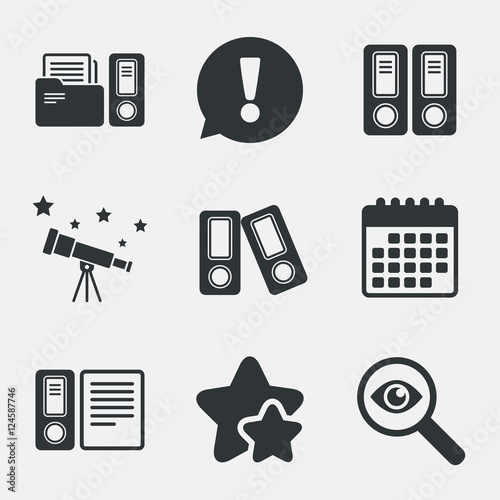Accounting icons. Document storage in folders.