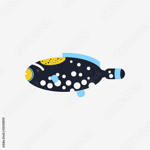 Vector flat illustration Picasso Triggerfish sea tropical fish on white background.