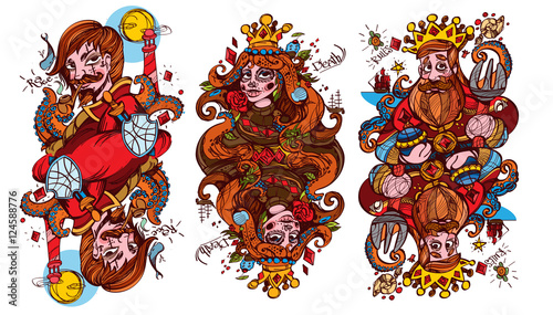 Figure characters. King, queen of diamonds suit.