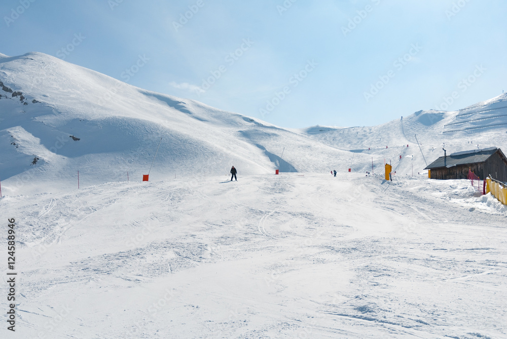 Ski run slope downhill wide broad mountain snow