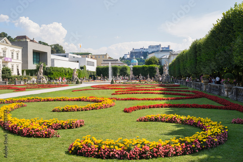 Salzburg Mirabell garden park castle center view