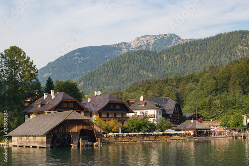 Lake Konigssee german village countryside Bavaria wooden traditional mountain
