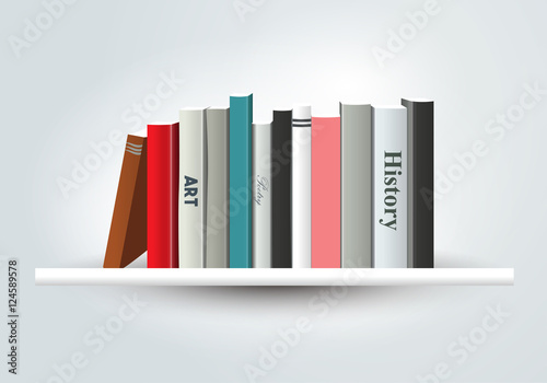 Book shelf. Vector illustration. Bookstore indoor.