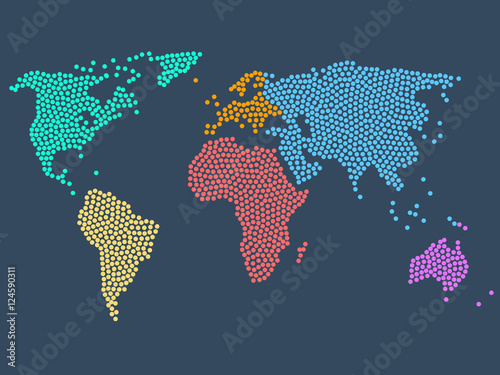 Dotted world map, stock vector illustration