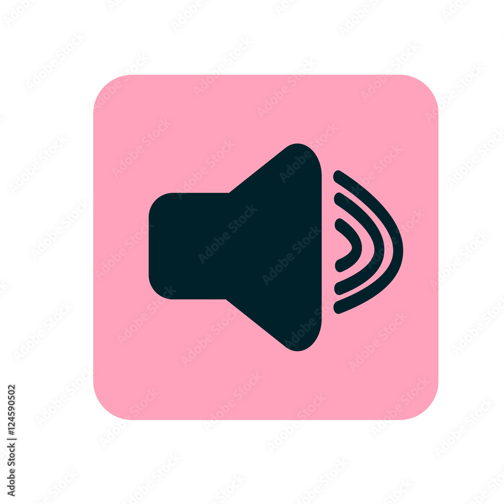Volume media player icon illustration. Sound vector icon. Pink flat icon. Vector illustration Volume media player icon illustration. Sound vector icon. Pink flat icon. Vector illustration