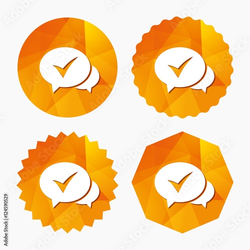 Chat check sign icon. Yes or Tick symbol.