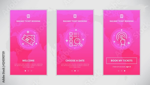 Railway ticket booking service app screens