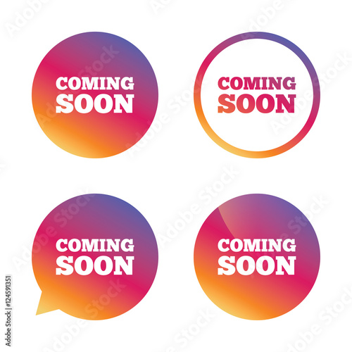 Coming soon icon. Promotion announcement symbol.