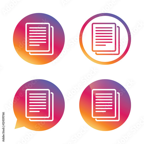 Copy file sign icon. Duplicate document symbol.