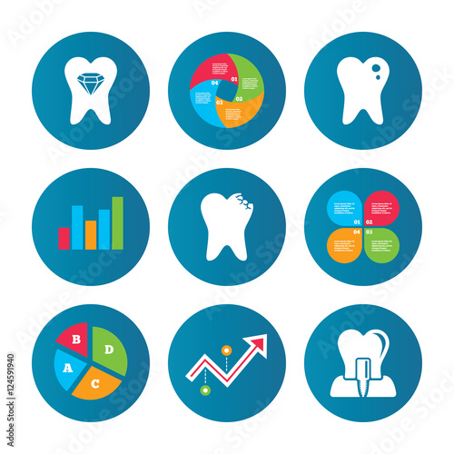 Dental care icons. Caries tooth and implant.