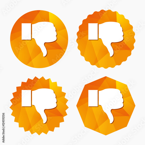 Dislike sign icon. Hand finger down symbol.