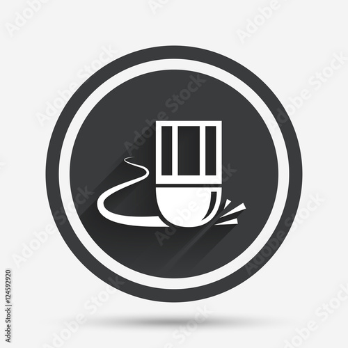 Eraser icon. Erase pencil line symbol.