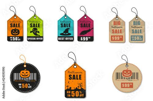 Halloween vector mega set. Halloween sale, discount and offer tags, stickers