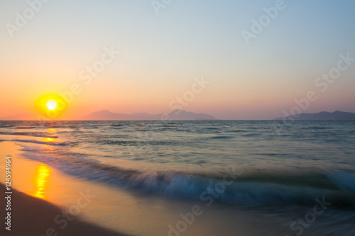 Sunset on a beach. Kos  Greece