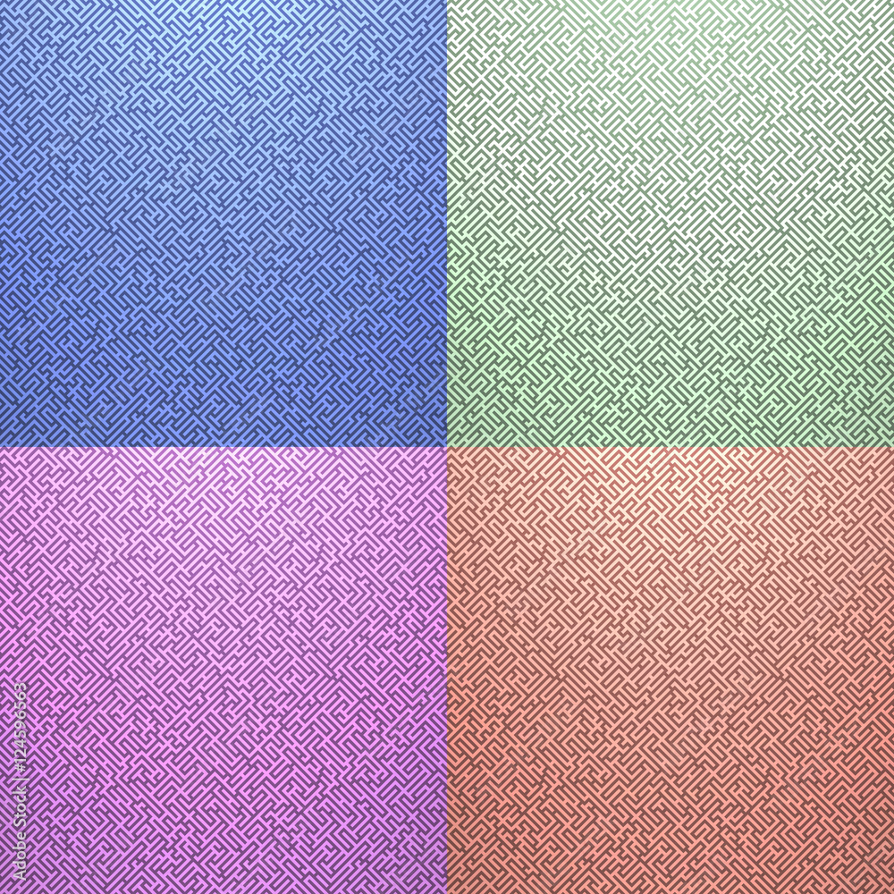 Fototapeta premium Set of abstract seamless maze pattern. Seamless background.