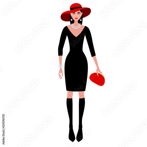 Fashionable girl on the evening clothes.