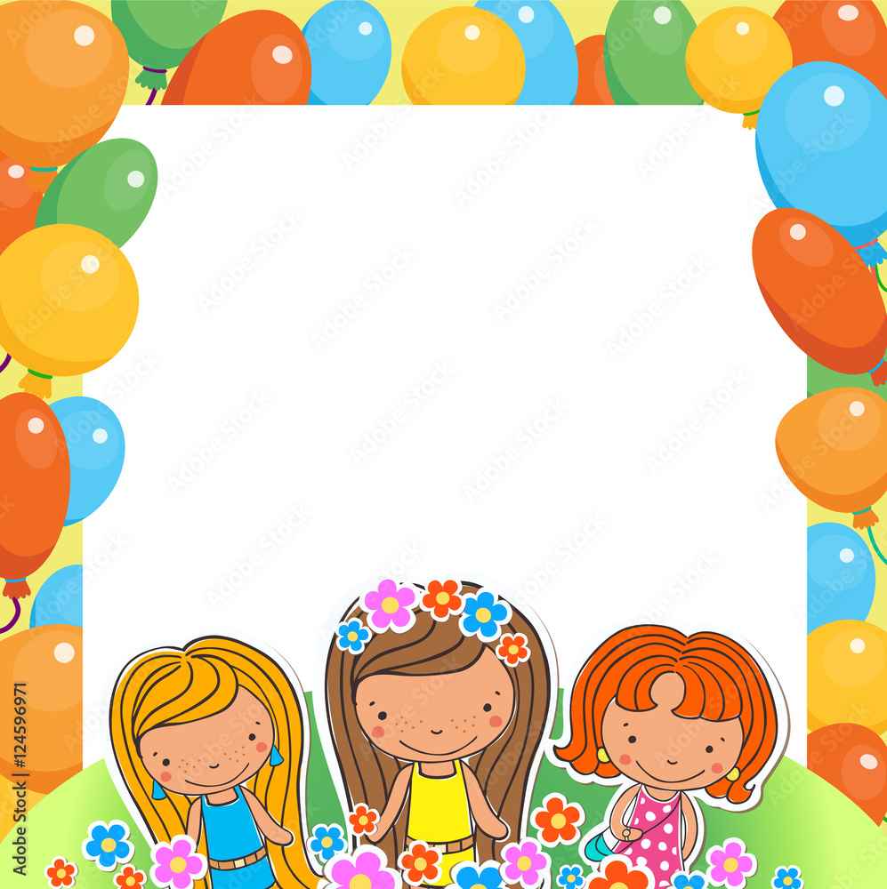 Illustration of a Birthday Celebrant three girls Illustration of a Birthday Celebrant three girls