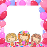 Illustration of a Birthday Celebrant three girls