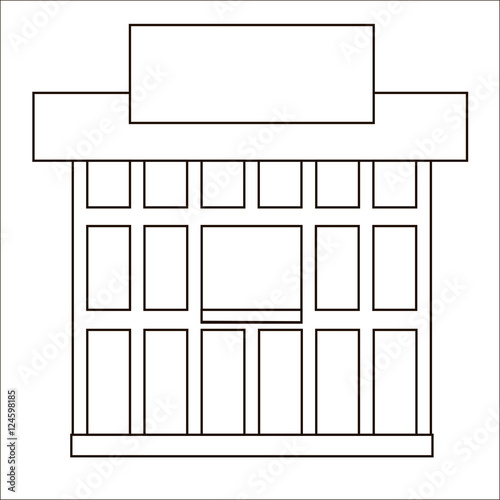 Cartoon flat stall and kiosk isolated on white background. Front