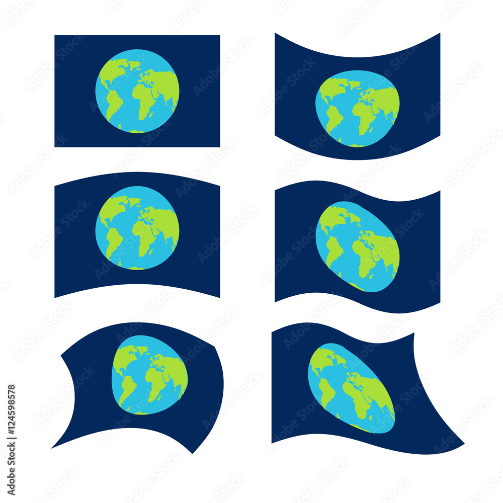 Flag planet earth set. Official national symbol. Traditional pac
