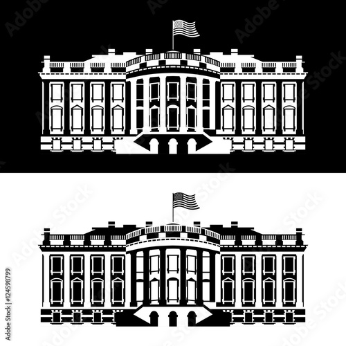 White House America black and white icon. Residence of President