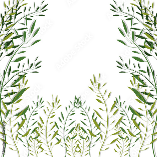 Fototapeta Naklejka Na Ścianę i Meble -  green tropical exotic natural leaves over white background. vector illustration