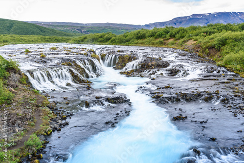 Bruarfoss waterfall with turquoise water, South Iceland