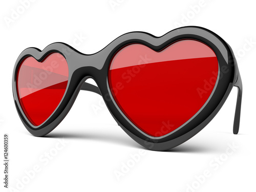 Black glasses in a form heart. Happiness and love concept.