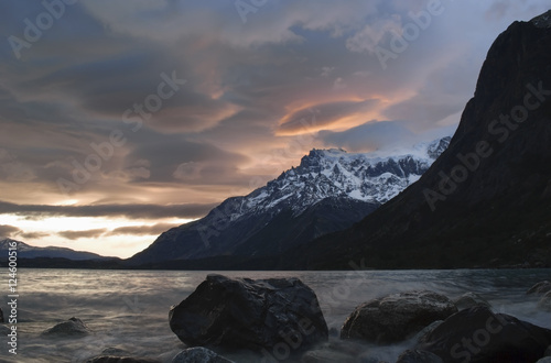 Patagonian sunset over lago nordenskjöld, Torres del Paine 