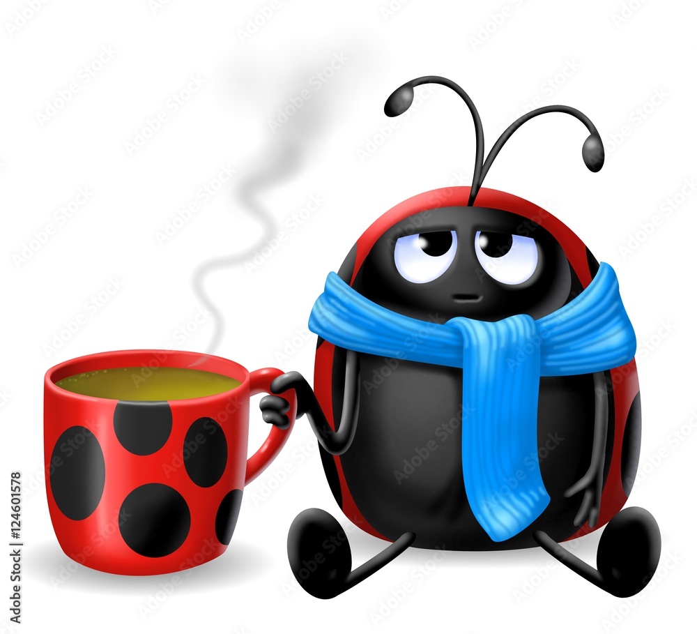 Naklejka premium coccinella raffreddata