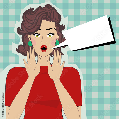 Woman and speech bubble.