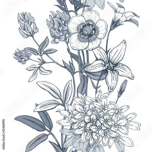 Seamless vector floral pattern.