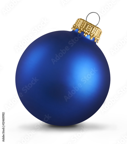 Blue christmas ball over white background