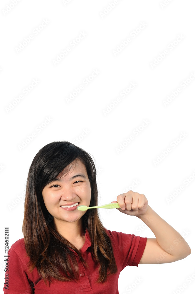 Asian middle woman 30 years old brushing her teeth, Oral health Asian middle woman 30 years old brushing her teeth, Oral health