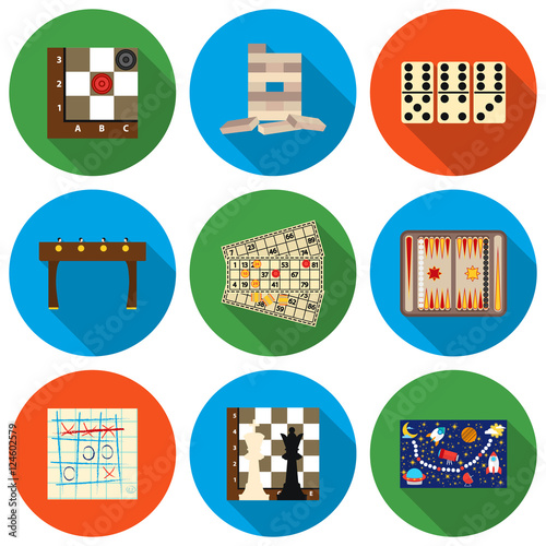 Board games set icons in flat style. Big collection board games vector symbol stock illustration