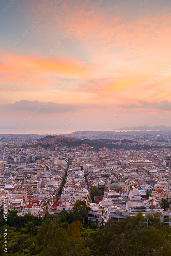 View of Athens from Lycabettus Hill, Greece.