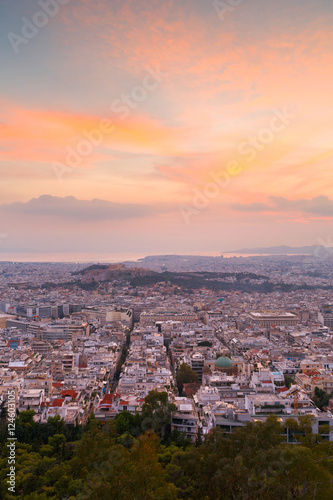 View of Athens from Lycabettus Hill, Greece.