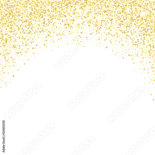 Gold glitter texture. Golden shiny sparkles on white background.